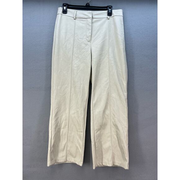 7 For All Mankind Pants - 7 For All Mankind Pants Women's Size L Light Beige Faux Leather Wide Leg